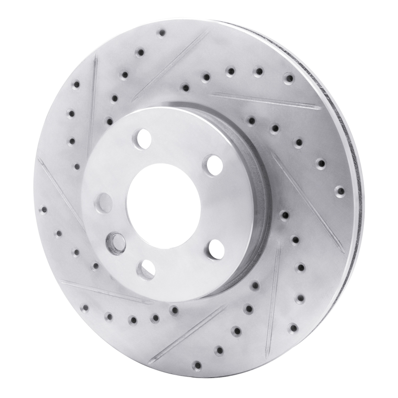 Volkswagen EuroVan Brake Rotor (1) - Front Left - R1 Concepts - Drilled & Slotted - Silver - `01-`03